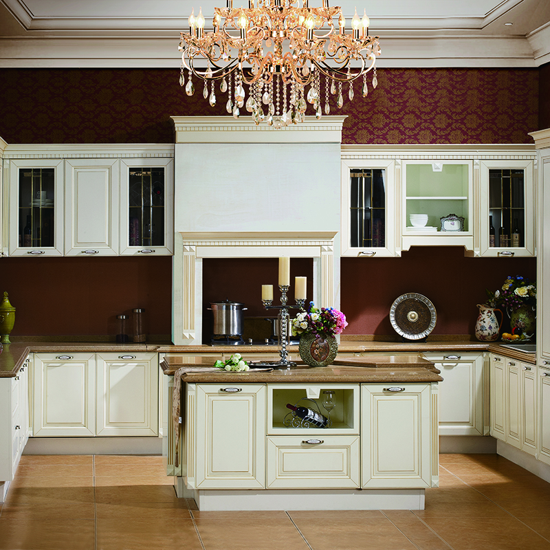 Premium European Style Stainless Steel Modular Kitchen Cabinet with Gold Gilt - G006 Buckingham Palace